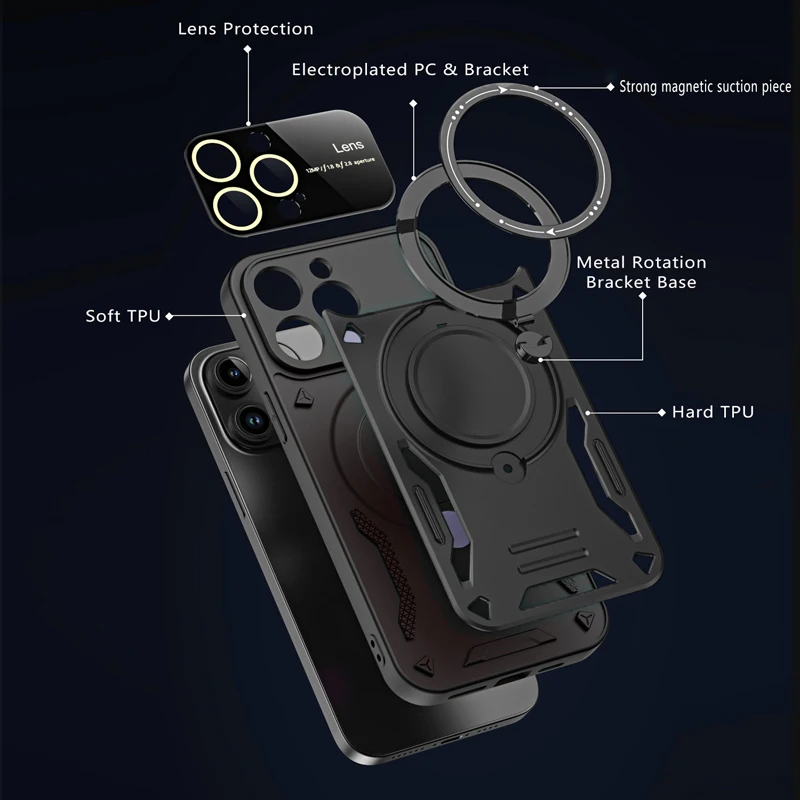 Bananq Magnetic Ring Stand Case For Motorola G84 G60 G53 G32 G22 4G G14 G13 E22 E22i E20 E13 Wireless Charging Phone_voghion.com