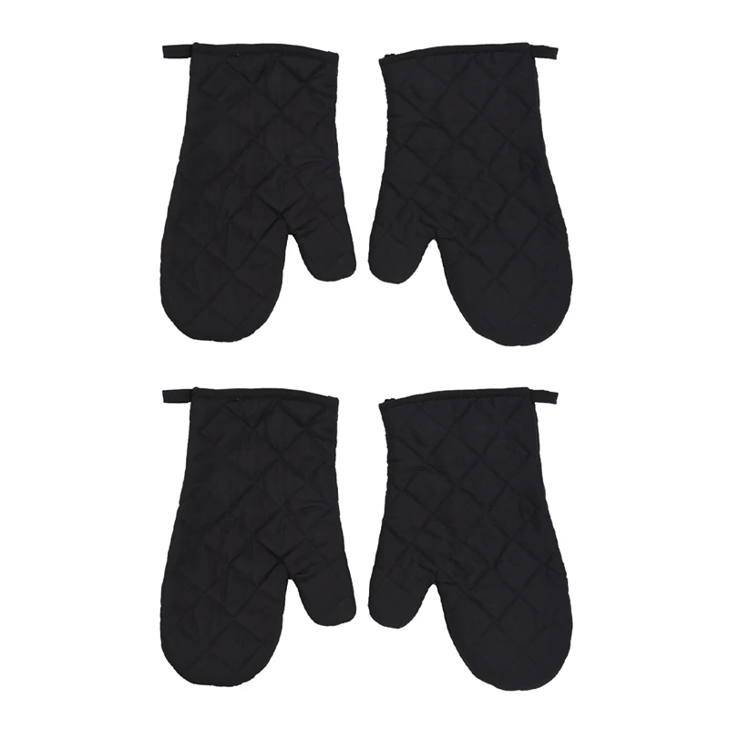 

Hot Kf-2 Pair Kitchen Craft Heat Resistant Cotton Oven Glove Pot Holder Baking Cooking Mitts Black