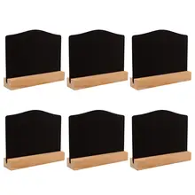 

6pcs Double-sided Mini Blackboard Wooden Message Board Decorative Chalkboard for Shop Bar Coffee (Small Size Board with Base)