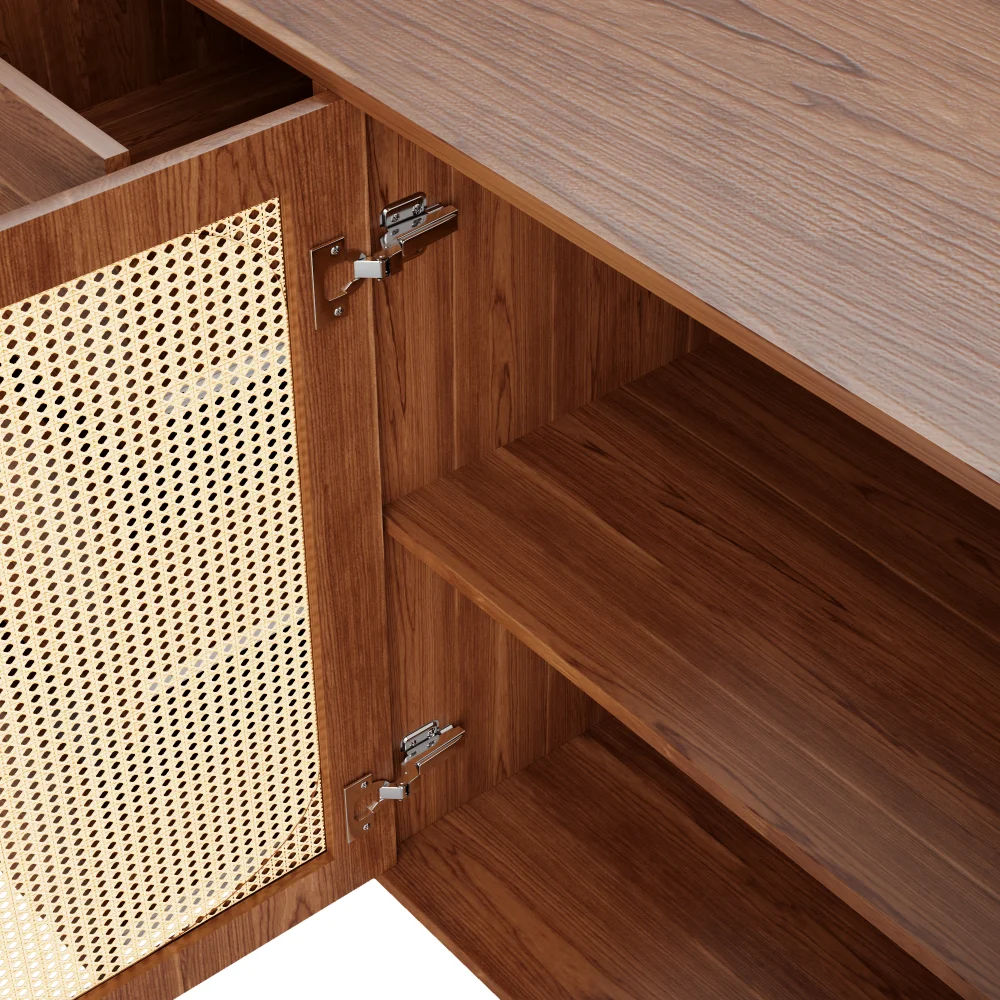 160 x 40 x 90 cm braunes Rattan-Sideboard, unabhängiger Aufbewahrungsschrank aus Holz mit Schublade für Küche, Zuhause und Wohnzimmer – Detail 14