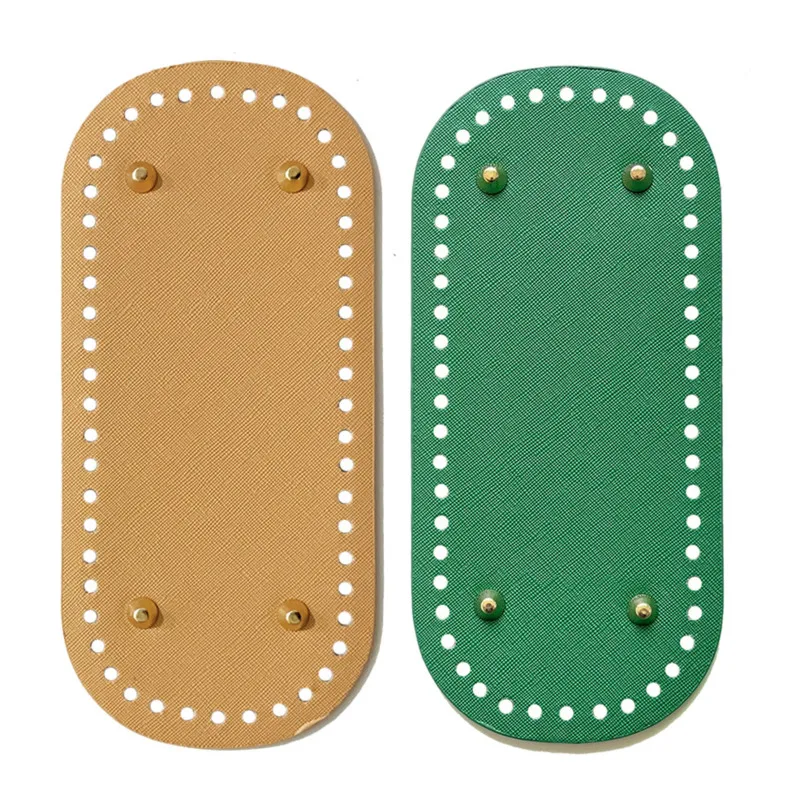 4pcs 22*10cm Long Bottom For Knitted Bag PU Leather Bag Base Handmade Bottom With Holes DIY Crochet Bag Bottom Accessories