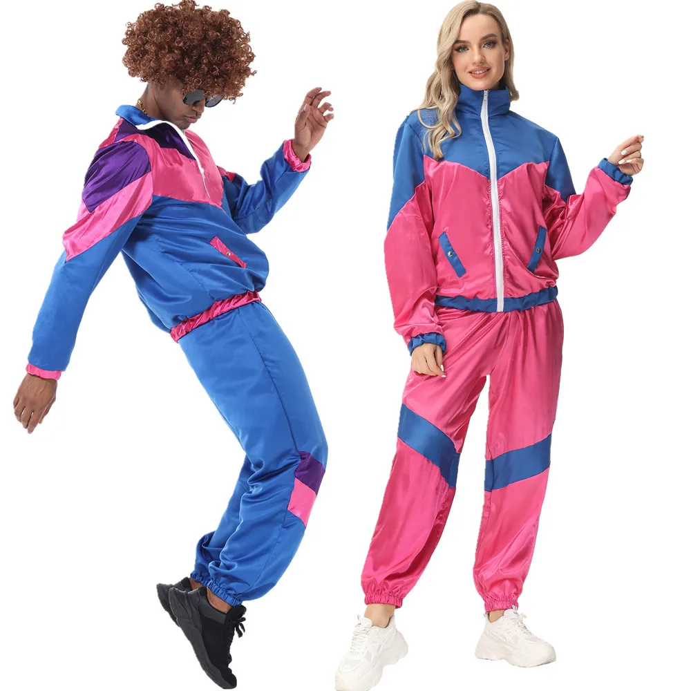 

Carnival Halloween Couples Hippie Costumes Male Women Vintage Party 70s 80s Rock Disco Clothing Suit Cosplay Outfits