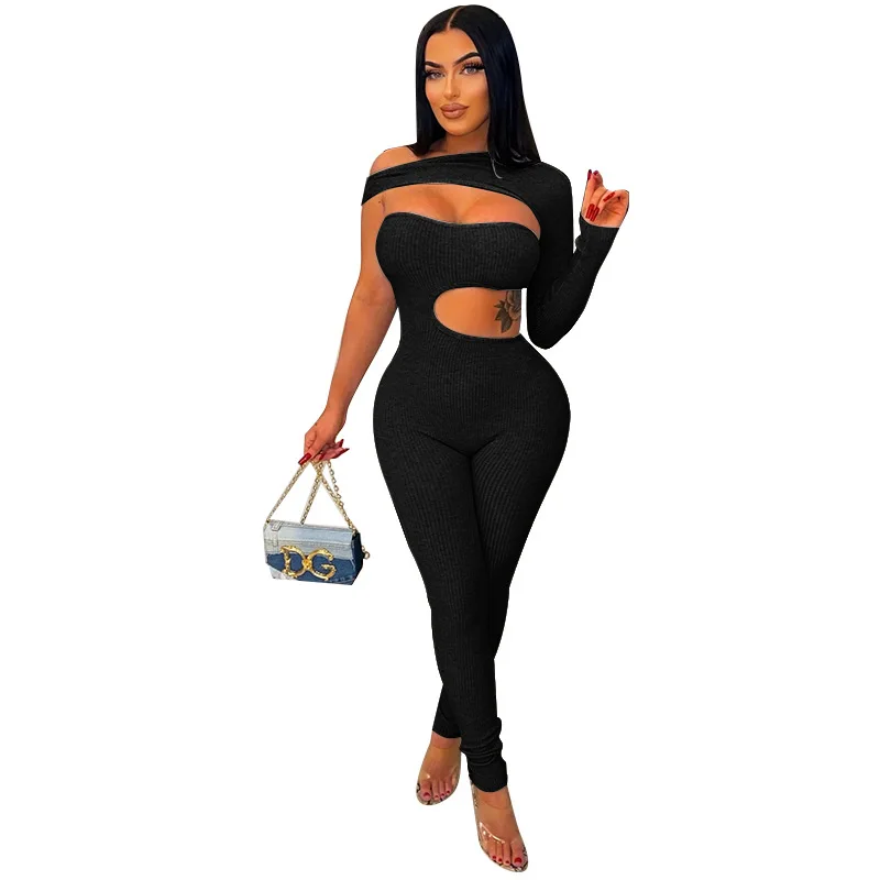 The spring and autumn period and the new women's fashion 2023 pure color long sleeve sexy tight jumpsuits