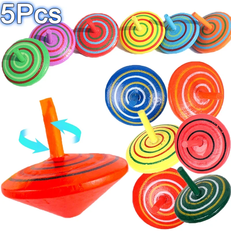 15PcsWoodGyroToysforChildrenDesktopSpinningTopToysWooden
