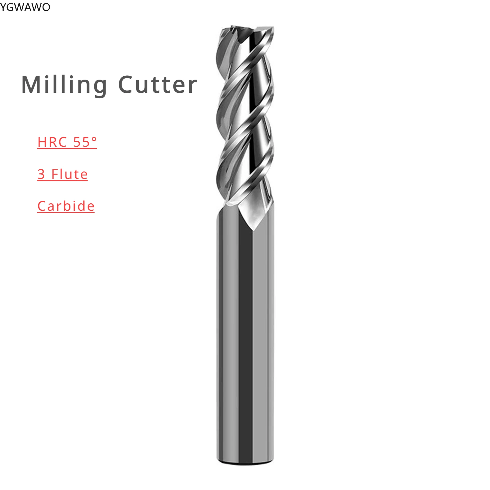 

HRC55° TCT Milling Cutter 3 Flute 1/2/3/4/5/6/8/10/12/14/16/18/20mm Carbide Aluminum Metal Tools CNC Tungsten End Mill Cutter