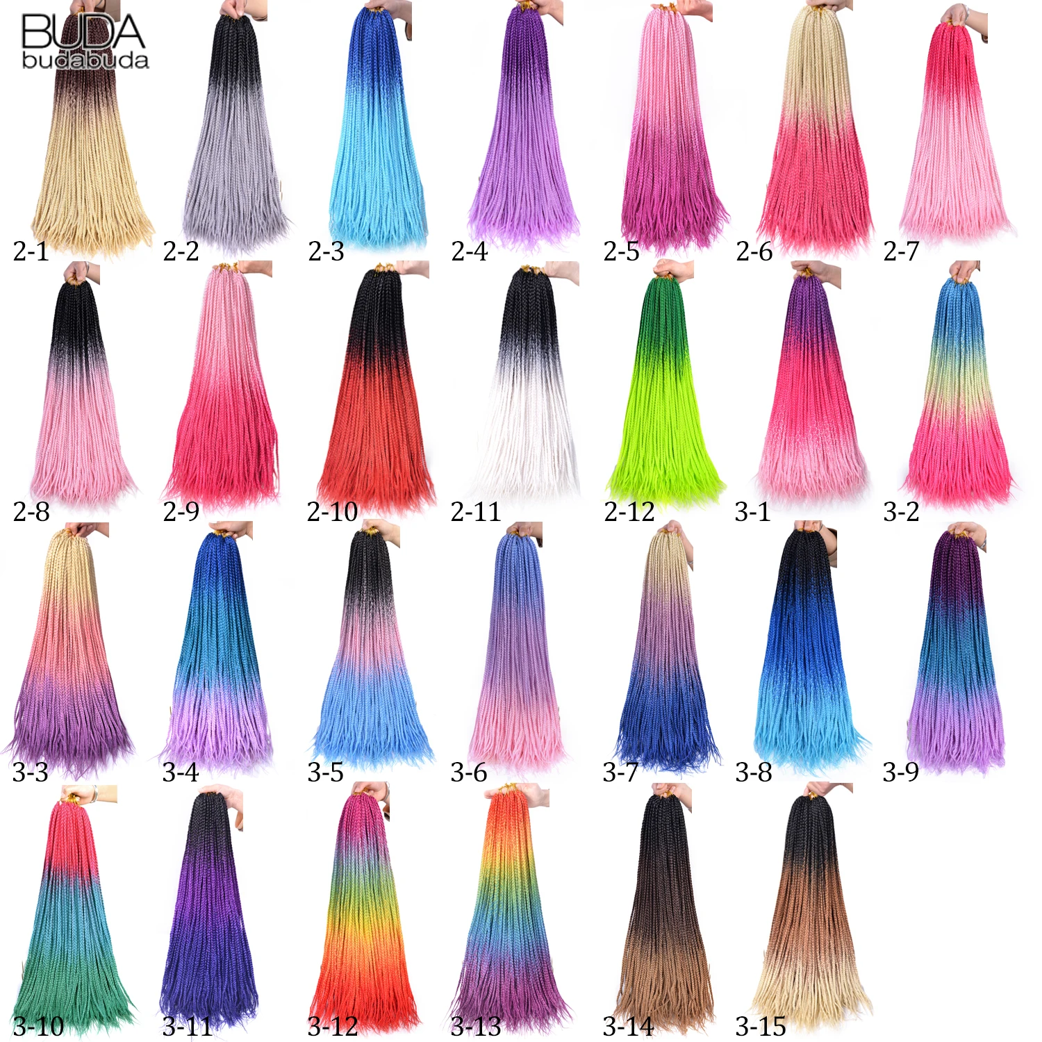 Synthetic Braiding Hair Extension Box Braids Crochet Braids Hair 24inch Ombre Thin Box Braids Hair for Africa America Women