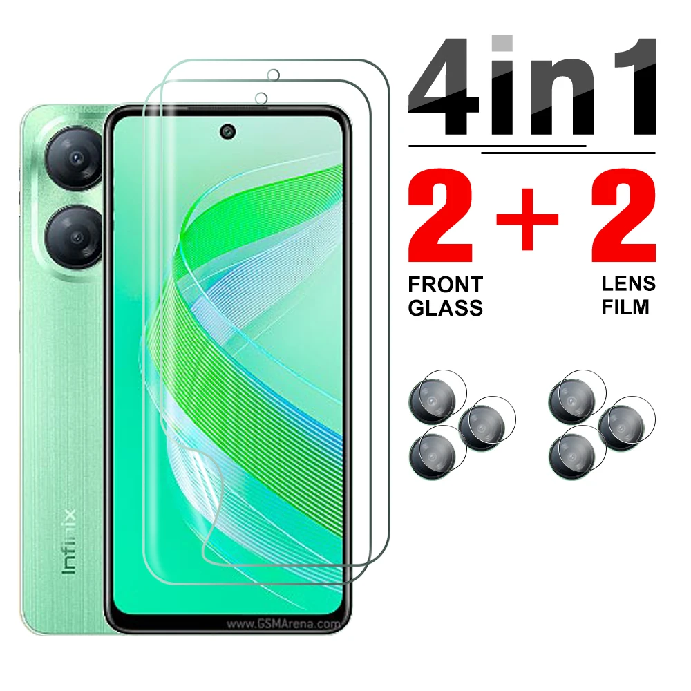 4 In1 Clear Camera Glass Per Infinix Smart 8 Full Glue Pellicola Morbida Antigraffio Hot 40I Smart8 Hot40I I40 Hydrogel Film
