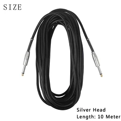 Premium Noise-Reducing Guitar Audio Cable - 6.35mm Plug (10M Silver Head)