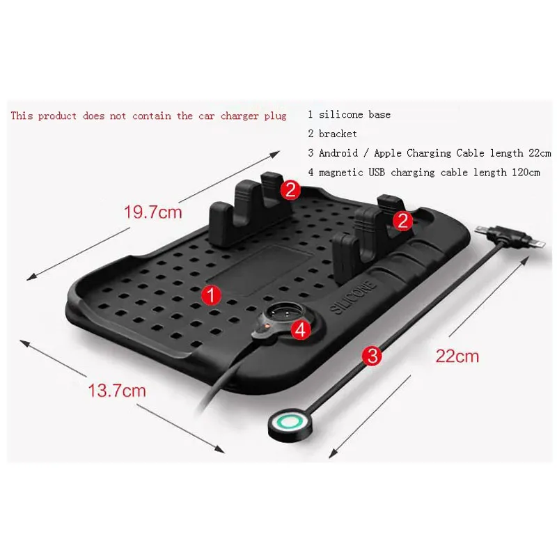 CHIZIYO New Design Multi-functional Magnetic Charge Of Silicone Anti-Slip Mat Car Navigation Mobile Phone USB Charger