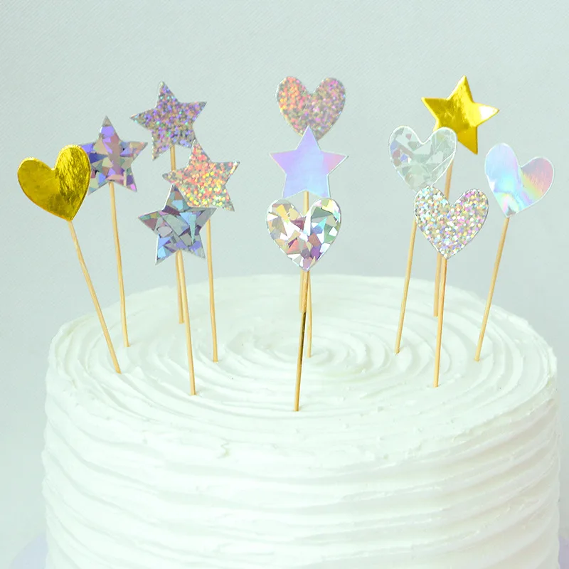 

20pcs star cake decoration heart wedding cupcake topper children boy or girl baby shower Birthday Party for kids cake toppers