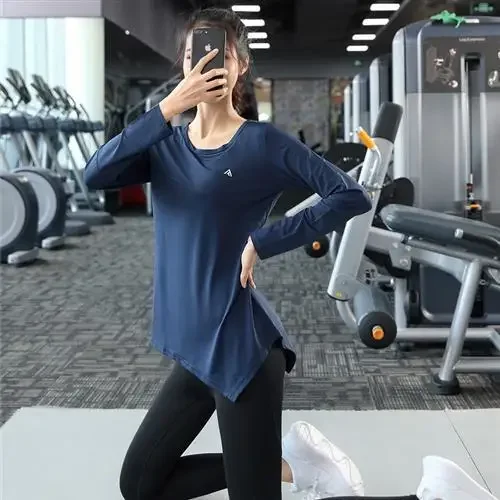 여성용 심리스 요가 셔츠, 피트니스 반팔 크롭탑, 운동 상의, 체육관 의류, 러닝 그라데이션 스포츠 티셔츠