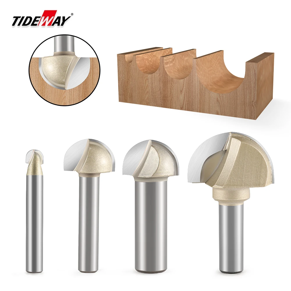 TIDEWAY 1/4Inch 1/2inch Ball Nose Router Bit Round Milling Cutter for ...