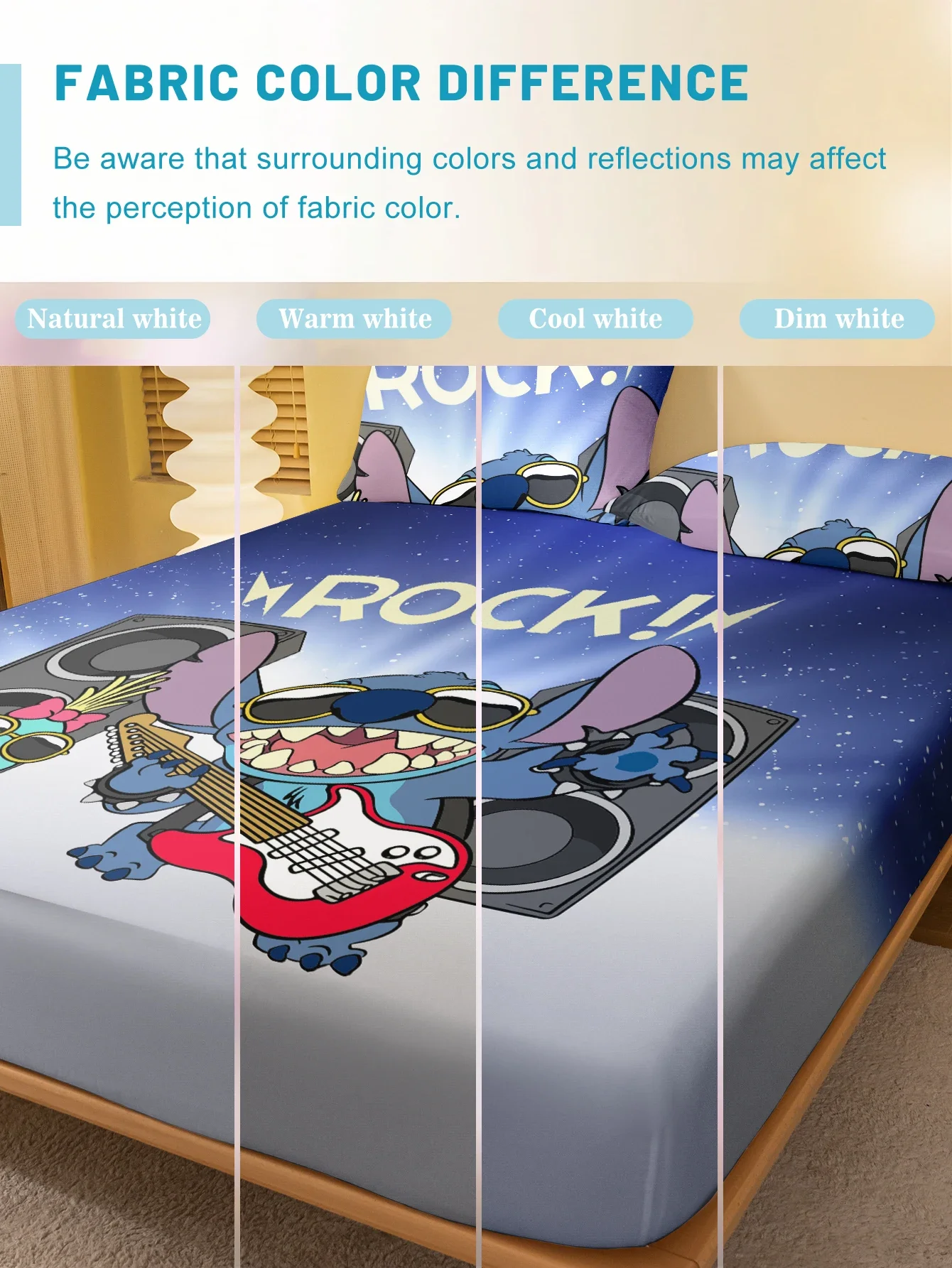 1 cartoon cute Stitch pattern digital printed frosted Fitted Sheet,bedroom printed bed cover,bedding(No pillowcase) 4