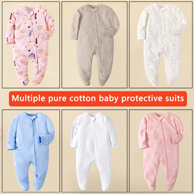 Baby Jumpsuit Newborn Zip-up Jumpsuit Newborn Clothes Baby Boy Comfy Romper Zip Girls Climbing Baby Clothing Clothes Jumpsuit 0-12Months