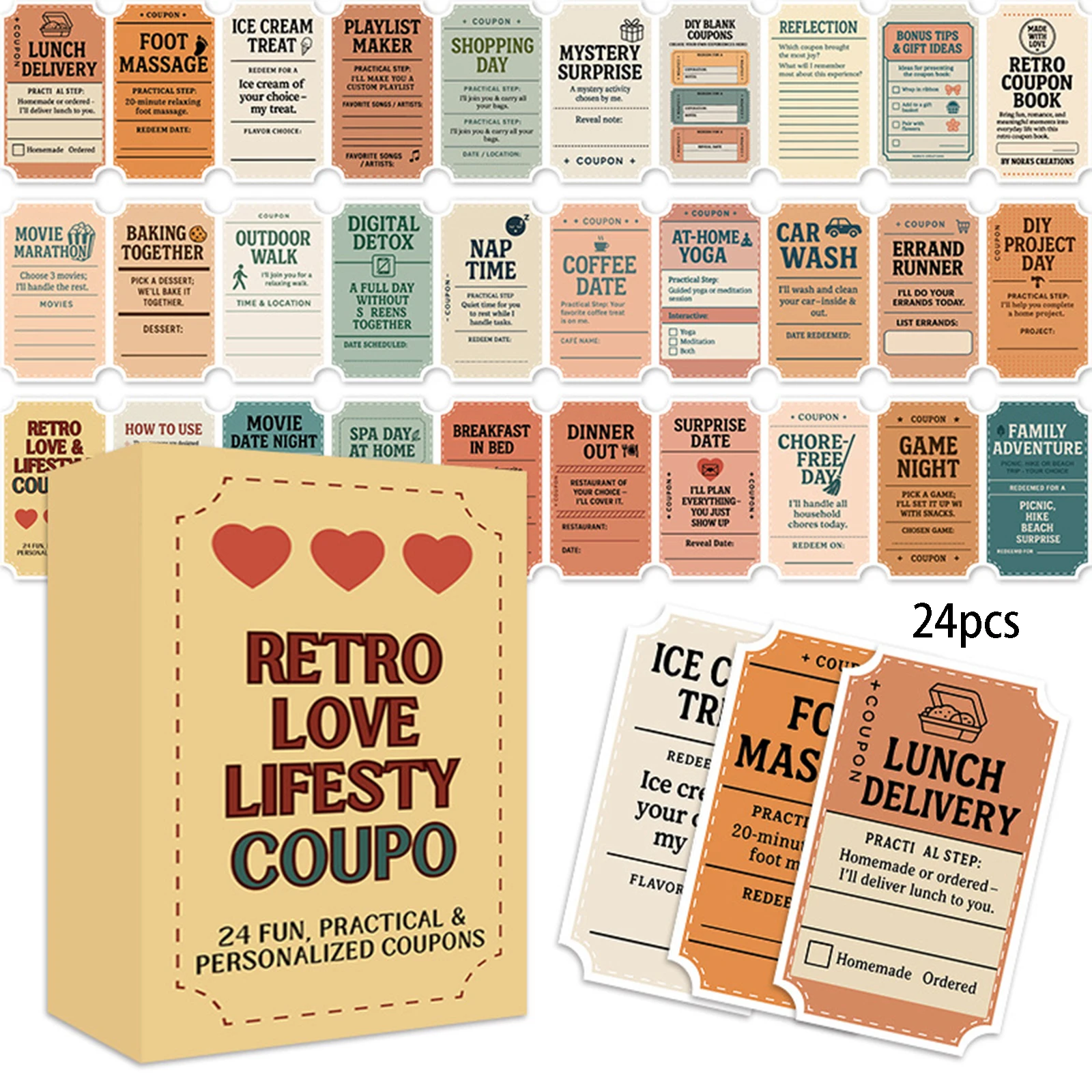 20 Pieces Love Coupon Cards Romantic Voucher Set Wedding Present for Couples, Including Wife, Husband, Boyfriend, and Girlfriend