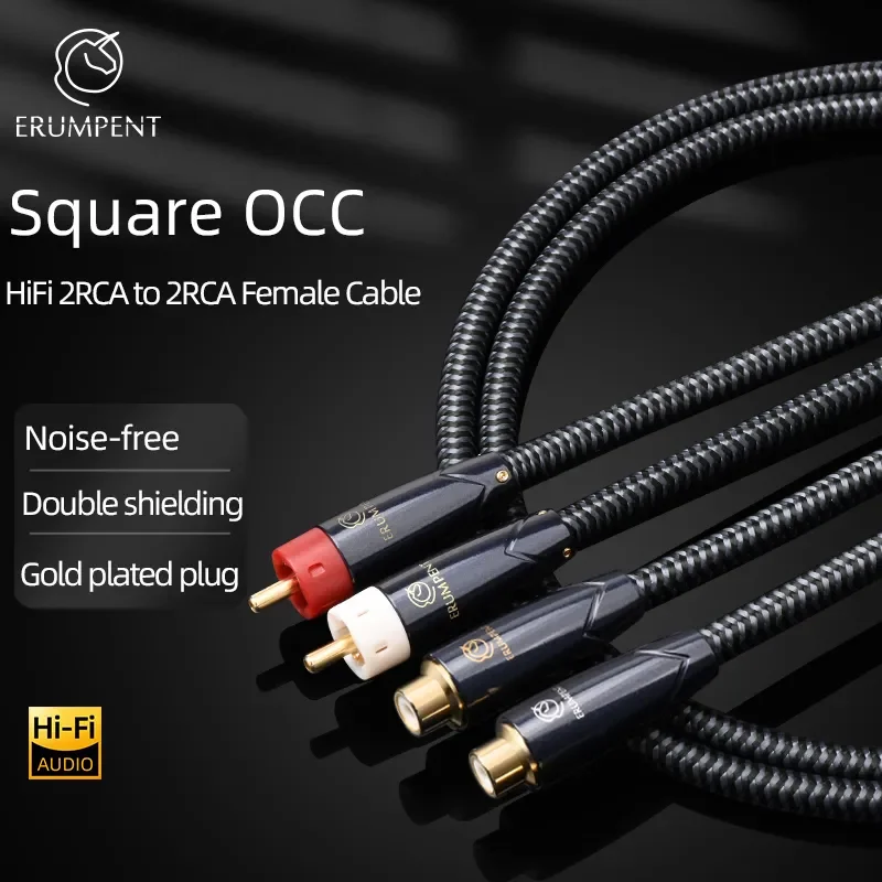 

HiFi 2RCA Male to Female Cable Hi-end Square 6N OCC RCA Extension Audio Cable for for Amplifier Mixer