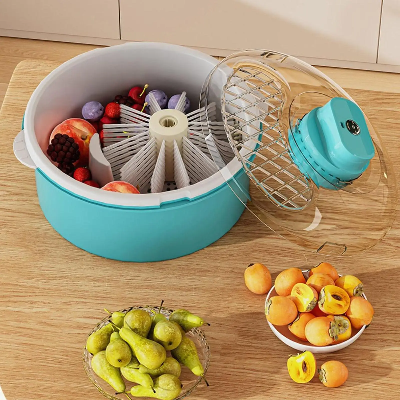 Electric Salad Dryer Colander Multifunctional Food Strainer Salad Vegetable Washer Bowl Lettuce Cleaner Dryer for Home Kitchen