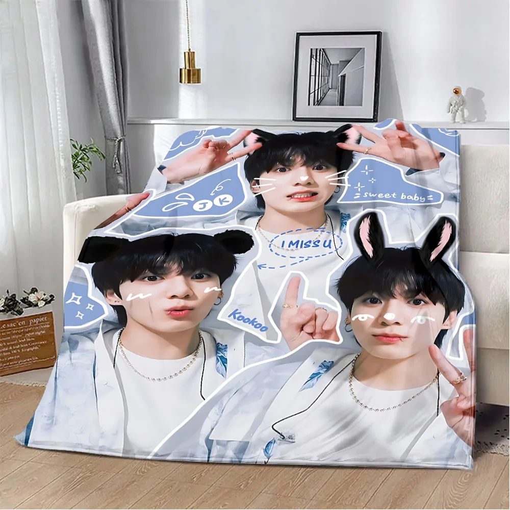 Printed Blanket Singer J-Jungkooks Picnic Blankets Warm Blanket Soft and Comfortable Blanket Home Travel Birthday Gift 4