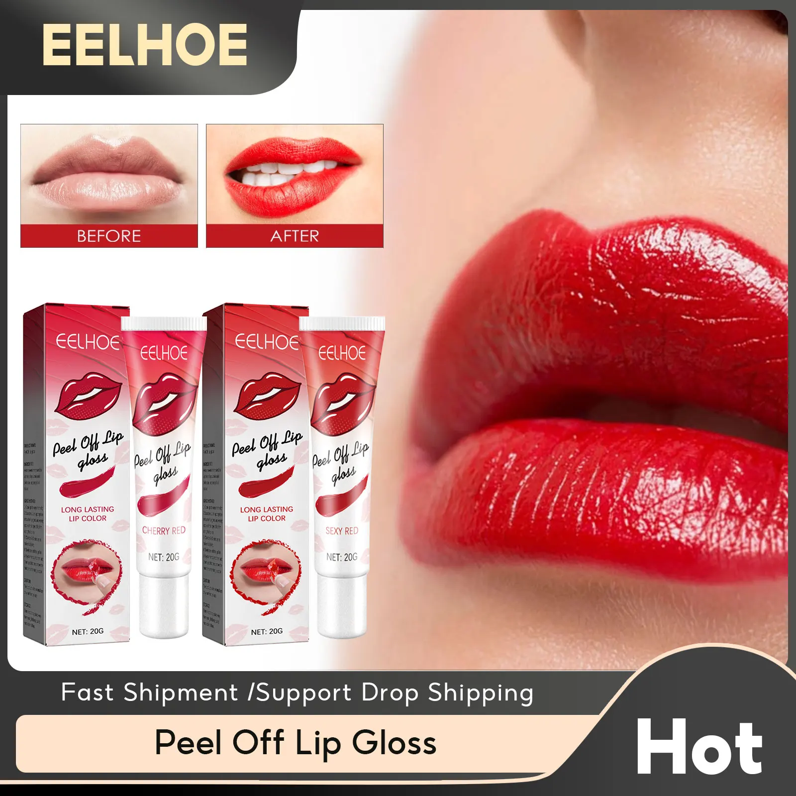 Peel Off Lip Gloss Lunga Durata Impermeabile Antiaderente Idratante Sexy Colorazione Tear-Off Rossetto Rosso Trucco Lip Beauty Cosmetic