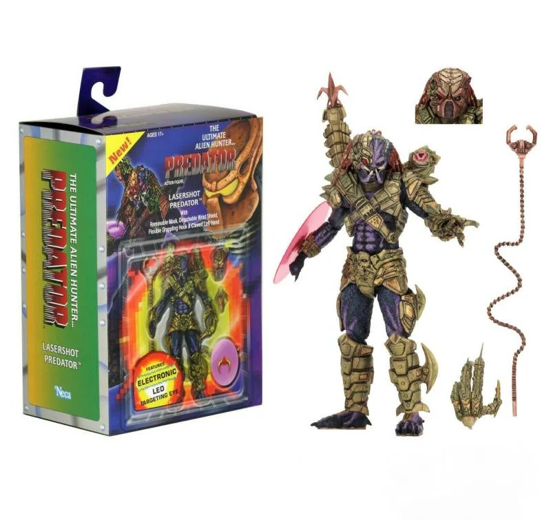 

In Stock Neca 18Cm Predator Kenner Lasershor Led Lights Up 7 Inches Collectible Anime Action Figure Model Christmas Gift for Boy