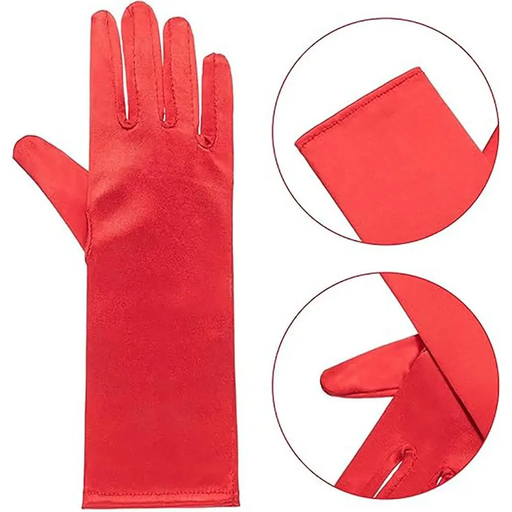 Party Dress Satin Children Gloves Solid Color Princess Gloves Dance Mittens Girls