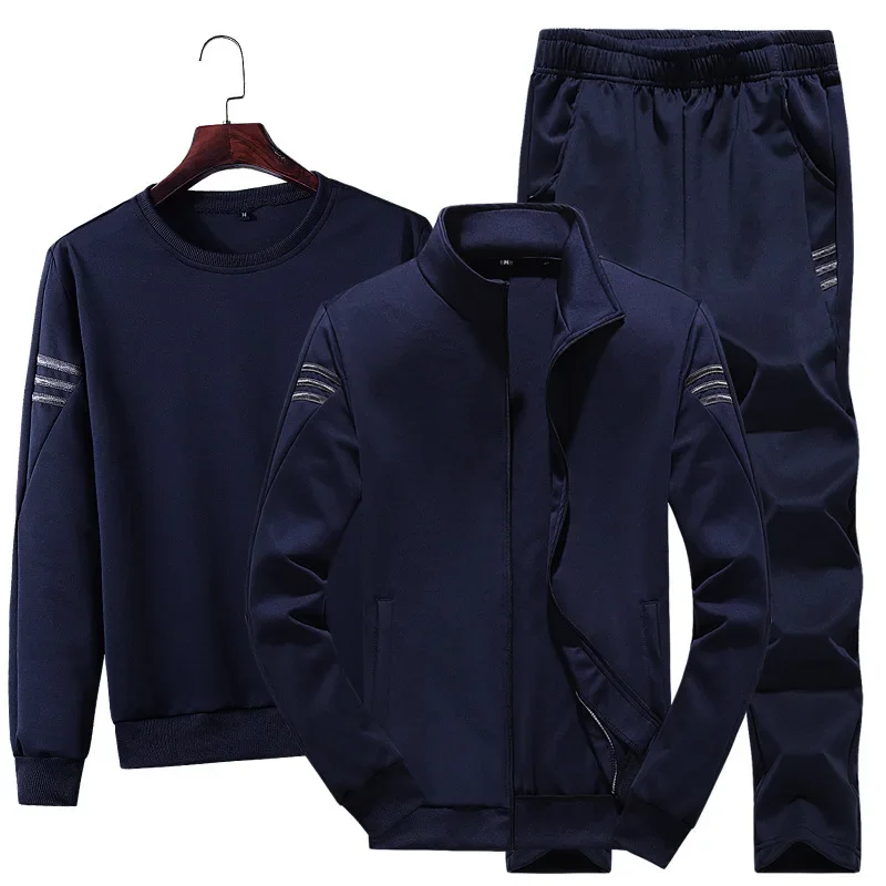Autumn And Winter Sweater Jacket Set Men's Casual Sports Set Three Piece Set