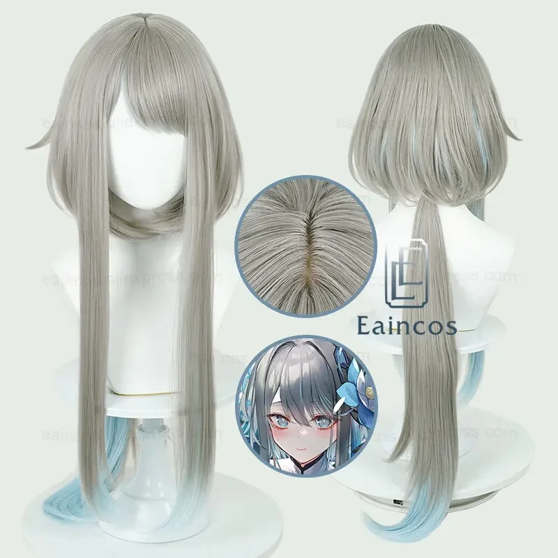 

Genshin Impact Guizhong Cosplay Wig 90cm Long Straight Grey Mixed Color Wigs Heat Resistant Synthetic Hair