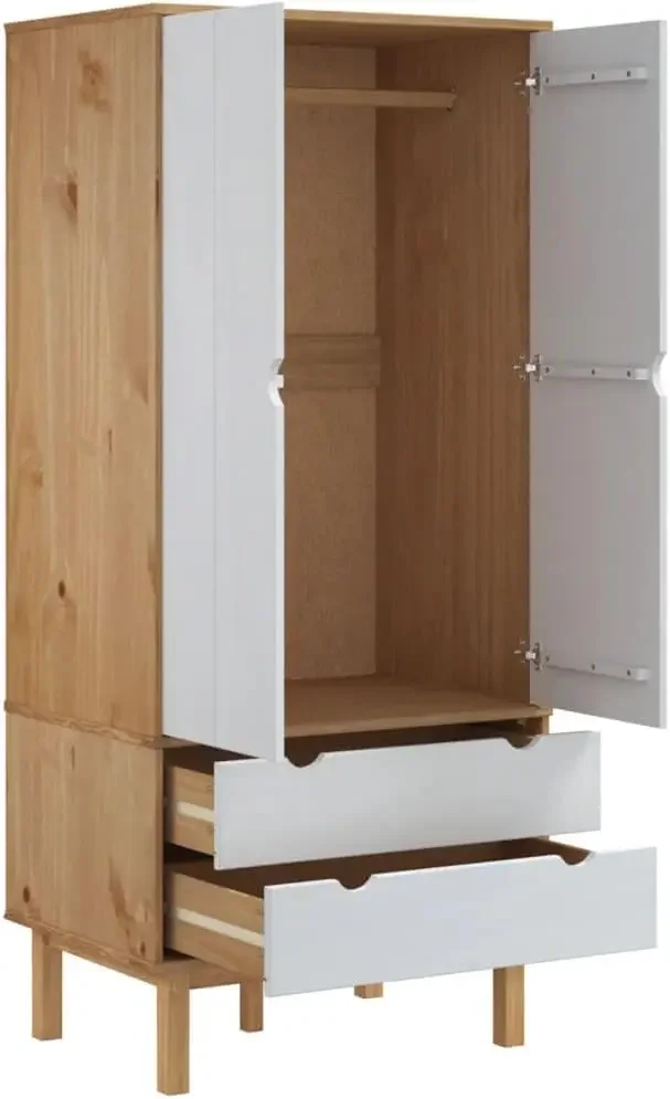 Wardrobe 30.1 "x20.9" x67.7 "solid wood pine, easy to assemble: bedroom handrails and wardrobe 5