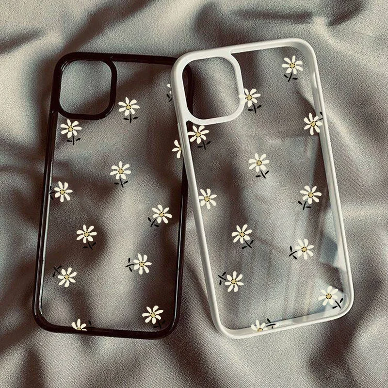 Floral Elegance Clear Hard Phone Case - Trendy Flower Pattern Fashion Accessory