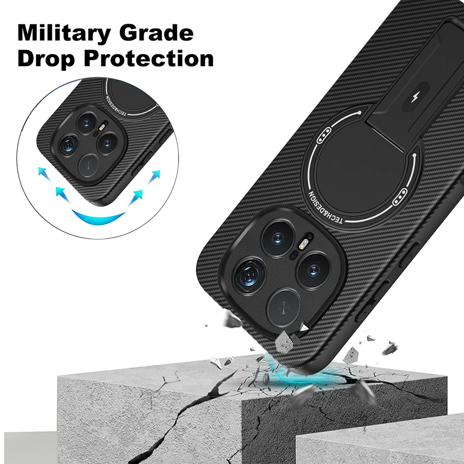 Enhanced Magnetic Wireless Charging Shockproof Phone Case with Hidden Bracket