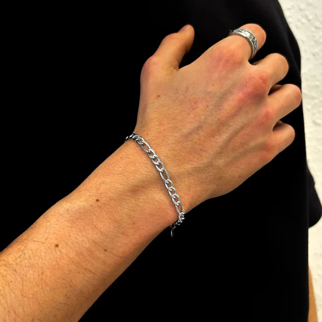 Lucktune bracelet chaine argent homme bracelet aciers inoxydables figaro Figaro chaîne Bracelet pour hommes femmes acier inoxydable largeur 3-10 MM Bracelets Punk bijoux Couple cadeau Pulsera Hombre nouveau