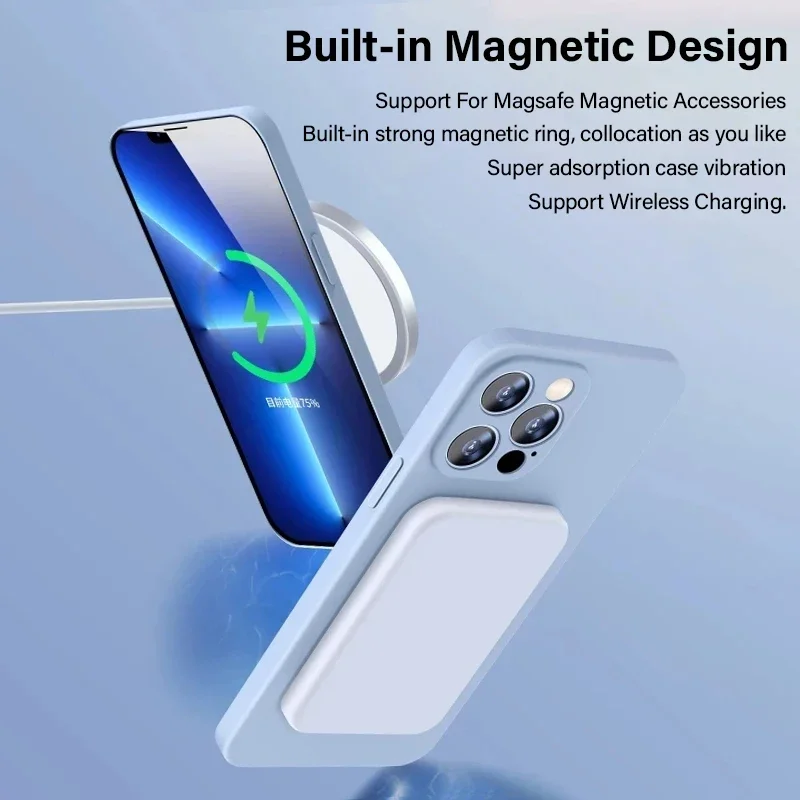 MagSafe Magnetic Wireless Charging Liquid Silicone Phone Case - Soft Back Cover