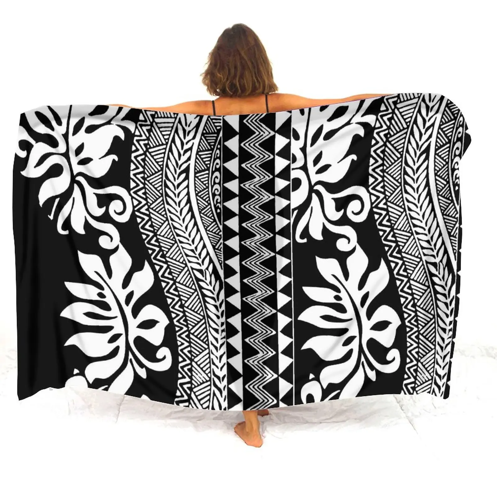 Cappotto Bikini Antiscivolo Polinesiano Sarong Donna Temperamento Sarong Seaside Resort Scialle Cappotto Confortevole Sciarpa Morbida