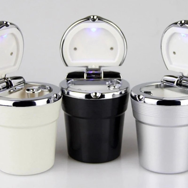 Car Ashtray Car Garbage Can Led Light Cover Creative Personality Covered Inside Multi-function Supply
