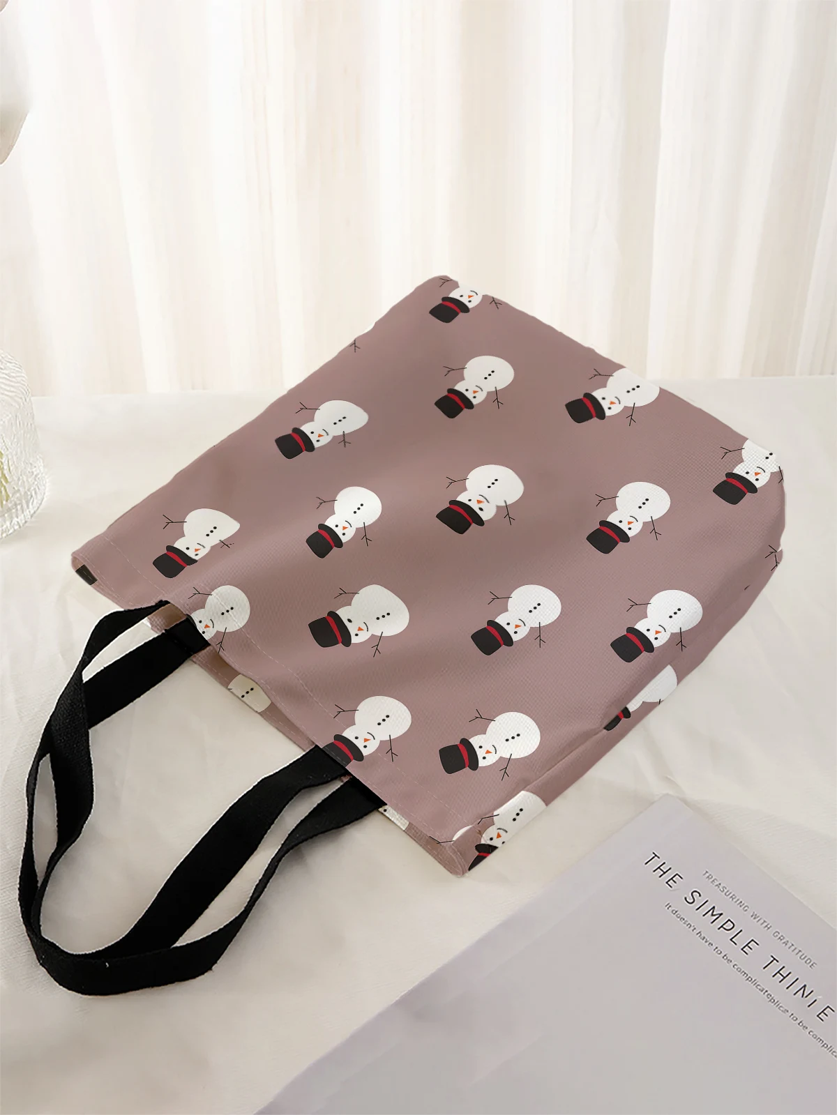 Christmas themed printed casual handbag, reusable fashionable backpack, multifunctional handbag, canvas shopping bag