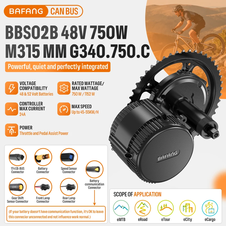 Kit Moteur Bafang 8FUN BBS03 750W 48V – Avec écran C965 – Pour Vélo électrique