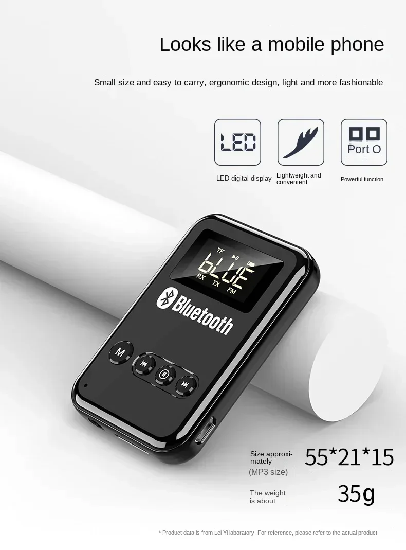 Description Picture 6 of itemBluetooth 5.0 LED Adapter for Car Music Headphones and Speakers, Wireless Audio Transmitter and Receiver, 300 MAh TF FM Card