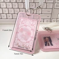 SKYSONIC Pink Kpop Photo Card Holder Anti-lost Keychain 3 Inch Transparent Idol Protective Case Bag Bus Cards Sleeves Supplis 2