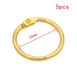 Premium Gold Metal Ring Binder Set - Adjustable Loose-Leaf Book Hoops for Office Organization & Photo Albums (50MM-5pcs)