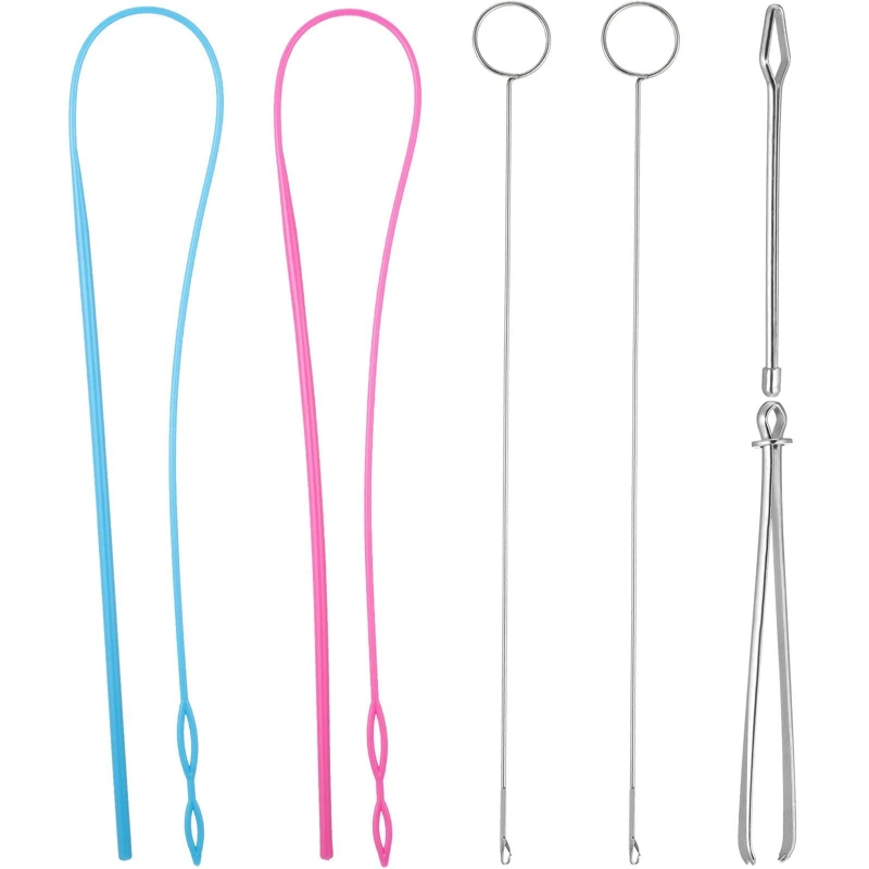 6 Pieces Sewing Loop Kit, Loop Turner Hook Flexible Drawstring Threader Metal Tweezers Long Turner Tool With Latch