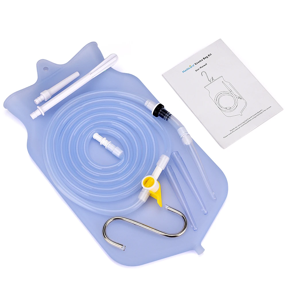 Enema Bag Kit 2L Medical Grade Reusable Silicone Water Colon Bags Home Use Women Wash Anal Flushing Bag Cleansing Enteroclysm 4
