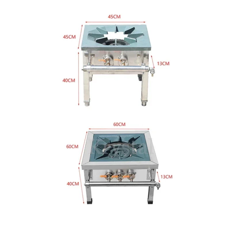 Gas Stove Stainless Steel Commercial Double-Eye Double-Ring Gas Short-Foot Energy-Saving Soup Stove 6