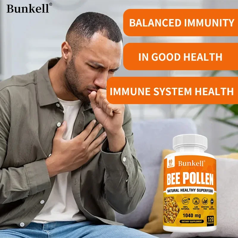 Bee Pollen Supplements-Natural Bee Pollen Vegetarian Capsules-Protein, Amino Acids, Immune Support and Antioxidant