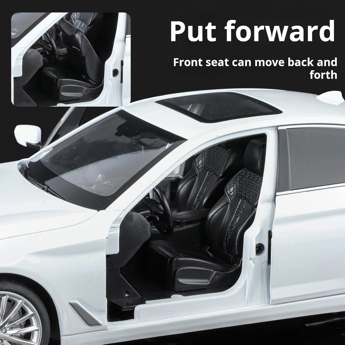 공식 인증된 BMW 530 24 스케일 다이캐스트 자동차 모델 장난감 (사운드 & 라이트, 풀백 기능 포함) 남자아이 선물용 수집품 장식품