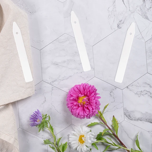 10-500Db 10.3X1,3 Cm Fehér Megvastagodott Növénycímkék Műanyag Kerti Címkék Tétek Óvodai Újrafelhasználható Markerek, Kerek Lyukakkal Lógó - Image 3