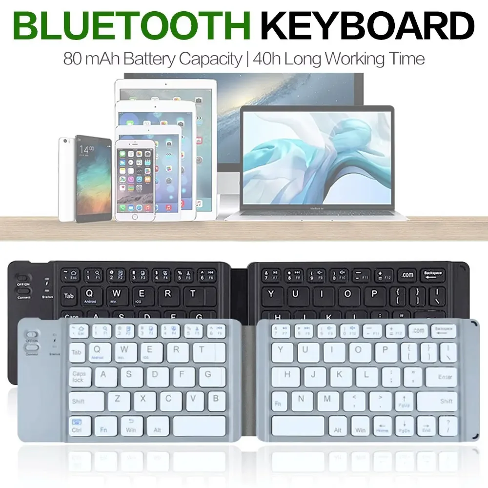 STONEGO Foldable Bluetooth Keyboard Portable Wireless Keyboards with Rechargeable Ultra Slim Folding BT Silent Key Board