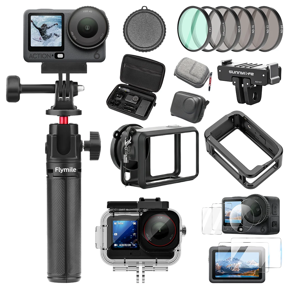 สำหรับ DJI Osmo Action 6 ฟิล์มกันรอยหน้าจอ, ฝาครอบเลนส์, ฟิลเตอร์ ND, กรอบป้องกัน, เคสดำน้ำ, ชุดอุปกรณ์เสริมกระเป๋าเก็บของ 1