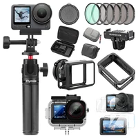 For DJI Osmo Action 6 Screen Protector Glass,Lens Cap, ND Filter, Frame Cage, Underwater Dive Case, Storage Bag Accessories Kit