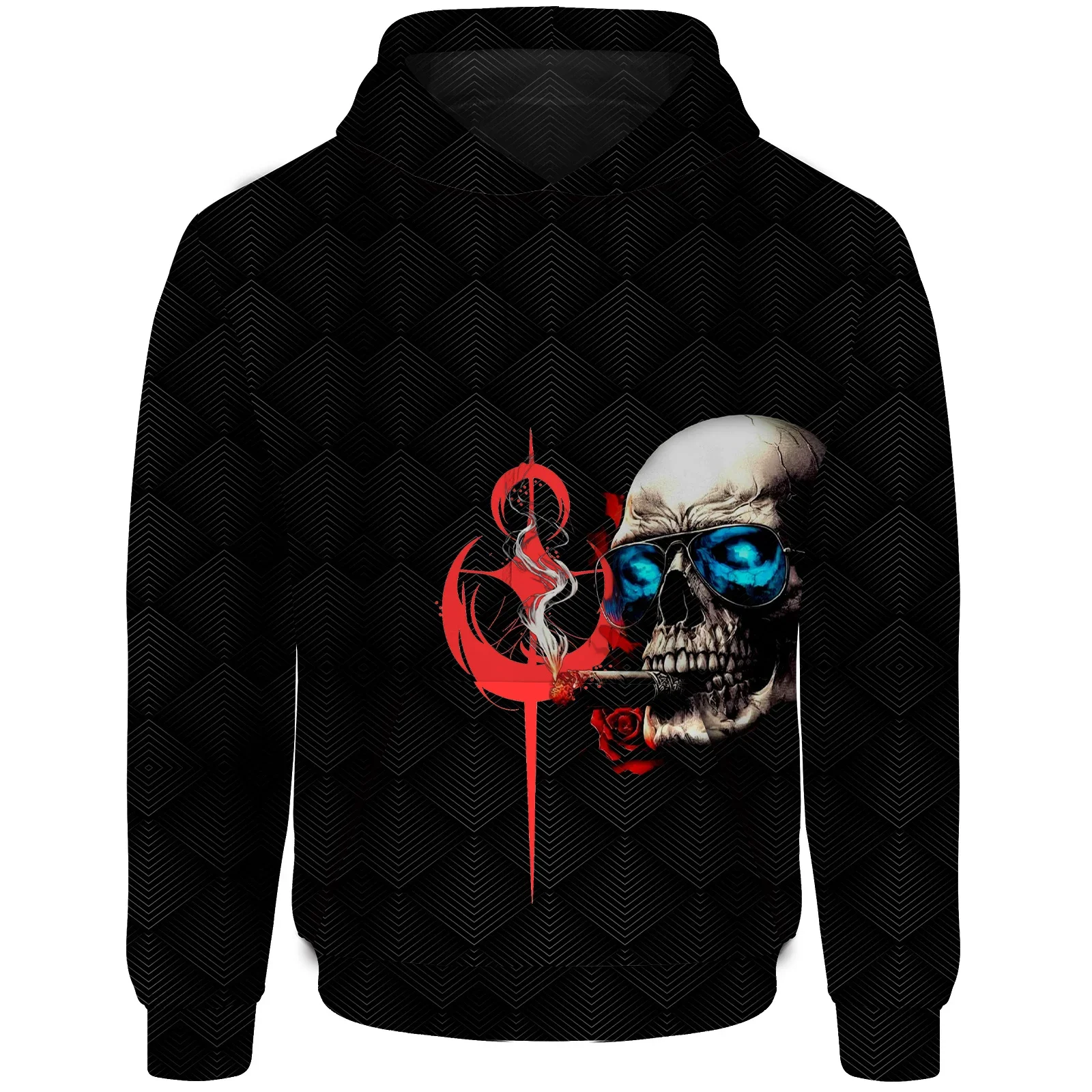 thumbnail image 1 of Sudadera con capucha de otoño para hombre, sudadera con capucha con estampado de calavera, sudaderas para hombre, sudadera con capucha informal holgada a la moda, jersey gótico, 1 of 5