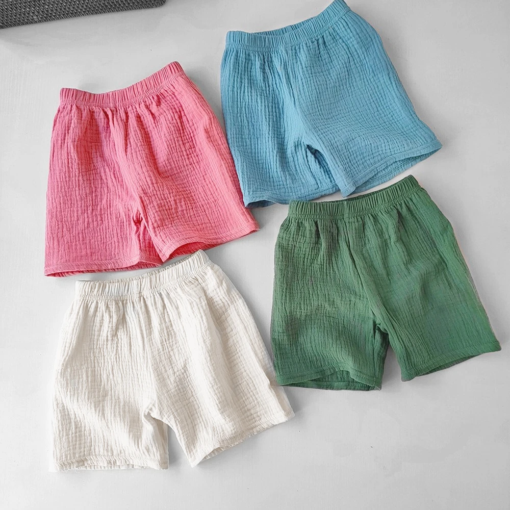 Summer Girl Boy Cotton Yarn Shorts Five-point Pants Kids Girls Thin Soft Comfortable Breathable Short Pants Children's Clothing kids shorts,kids trousers